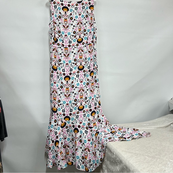 Boden Tessa Asymmetrical 12L Midi Dress Ivory Carnival Floral - Picture 1 of 10